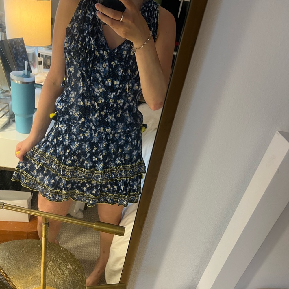 Poupette St. Barth Blue Floral Mini Dress